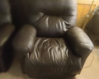 BEST CHAIRS, INC. BRAND - FAUX LEATHER - DOUBLE RECLING COUCH - $200, & 2 - FAUX LEATHER RELINING CHAIRS - $75 EACH - DARK CHOCOLATE COLOR
