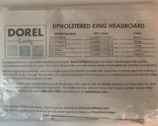 DOREL BRAND - FAUX LEATHER KING HEADBOARD W/NAILHEAD TRIM - $60