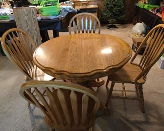 TWO SETS FOR OAK KITCHEN/DINING TABLE AND FOUR CHAIRS $75 EACH