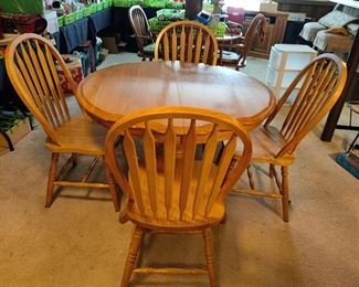 TWO SETS FOR OAK KITCHEN/DINING TABLE AND FOUR CHAIRS $75 EACH
