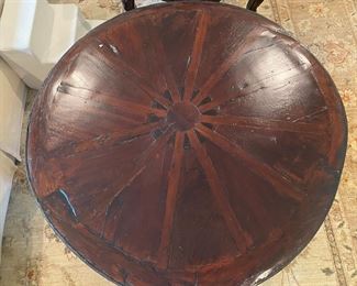 Wagon wheel made into a coffee or cocktail table 