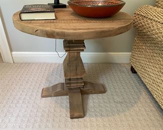Rustic round wood occasional table