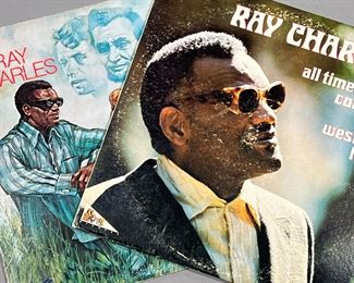 (2PC) RAY CHARLES ALBUMS | Vinyl record albums, including "A Message from the People" and "All Time Great Country and Western Hits" (a two-record set).