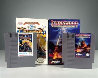 (2PC) FANTASY RPG GAMES NES  | Nintendo Entertainment System games, including The Magic of Scheherazade from Culture Brain (1989) and Iron Sword Wizards & Warriors 2 from Acclaim Entertainment, both in original box.