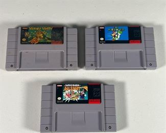 (3PC) SUPER MARIO GAMES SNES | Games for the Super Nintendo Entertainment System. including: Super Mario World, Super Mario All Stars, and Warios Woods. CARTRIDGE ONLY - no boxes.