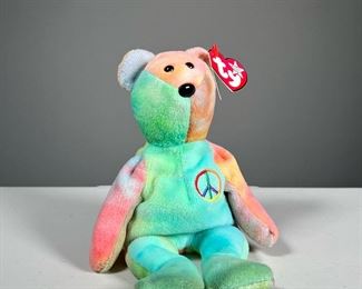 1996 "PEACE" BEANIE BABY | Style 4053, more "bear-like" Peace ty-dye TY Beanie Baby, with PVC pellets