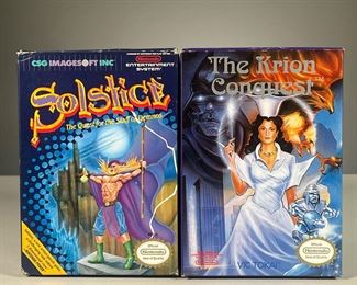 (2PC) MEDIEVAL FANTASY NES GAMES | Games for Nintendo Entertainment System, including The Krion Conquest by Vic Tokai and Solstice by CSG Imagesoft, both in original box.