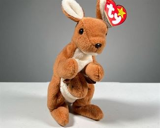 1996 "POUCH" BEANIE BABY | Brown kangaroo TY Beanie Baby, style 4161 with swing tag; PVC pellets. 
