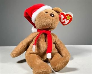 "1997 TEDDY" BEANIE BABY | Style 4200, Christmas teddy bear TY Beanie Baby, with PVC pellets.