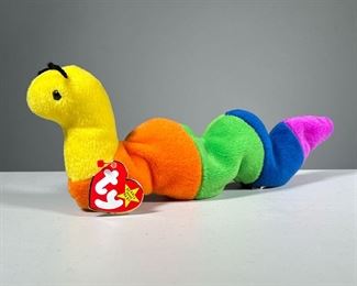 1995 "INCH" BEANIE BABY | Style 4044, rainbow inchworm TY Beanie Baby with PVC pellets.