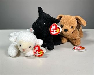 (3PC) TEXTURED BEANIE BABIES  | Including a 1996 "FLEECE" Style 4125; 1996 "SCOTTIE" Style 4102; 1996 "TUFFY" no style number; all with PVC pellets.
