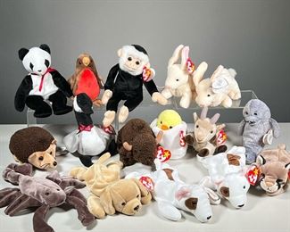 (16PC) 1998 TY BEANIE BABIES  | Includes: Canyon, Loosy, Goatee, Roam, Fetch, Eggbert, Slippery, Fortune, Stinger, Early, Prickles, Mooch, 2 Butch’s, and 2 Nibblers.