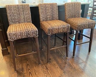 Set of 3 Pottery Barn Seagrass stools, 19"W x 31"H x 20"D, (Retails $375 each,  $1125 for 3),   was $699, NOW $599