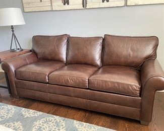 Pottery Barn Leather sofa with full sleeper, 86"L x 37"D x 35"H,  was $1299, NOW $1099