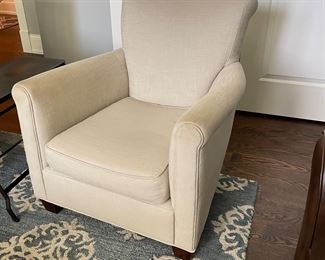 Pottery Barn Irving Roll Arm Upholstered Armchair, Beige - 2 available - 33"D x 30"W x 33"H, (Retails $1249),  was $399 each, NOW $299 each