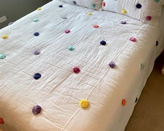 Pottery Barn Pom Pom coverlet and 2 shams, Full size,  $48