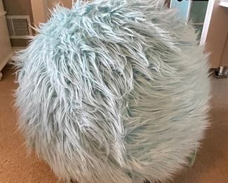 Pottery Barn Blue faux fur exercise ball chair w/metal base, 25"H, (retails $149) was $58, NOW $45
