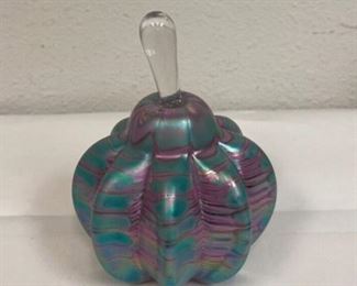 DG6235 Hand Blown Iridescent Glass Perfume Bottle Signed Trout Studio https://www.ebay.com/str/agesagoestatesales