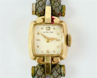 Fine 14K Yellow Gold Hamilton 17 Jewel Mechanical Ladies Wristwatch
