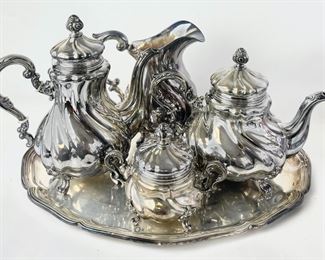 3444 Grams Fine German 830 Silver 5 Pc Tea Set
