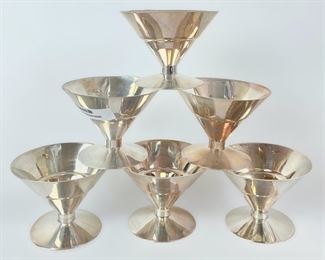 391 Grams Fine 935 Silver Modernist MCM Mid Century Modern Cocktail Cups Set Of 5
