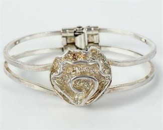 27 Grams Fine Sterling Silver Rose Hinge Bracelet
