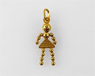 Fine Italian 14K Yellow Gold Beaded Woman Pendant
