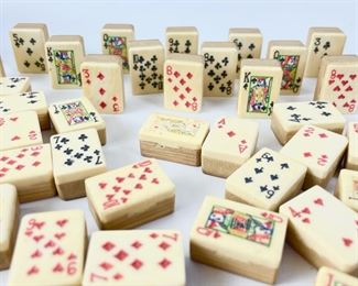 Vintage Playing Cards Bone & Bamboo Game Tokens Mah Jong Style
