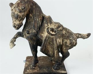 Antique Chinese Cast Iron Horse Sculpture
