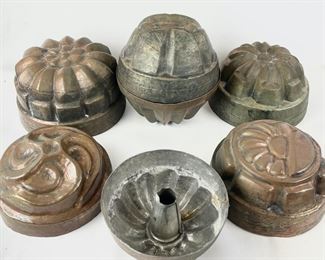 Antique German Aluminum Copper Baking Molds
