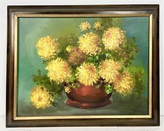 Signed Oscar Navarro Original Floral Still Life On Canvas Painting. Framed
