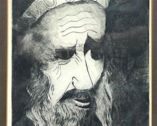 Pencil Signed Amram Ebgi Etching Artwork. 32 Of 50 Framed & Matted
