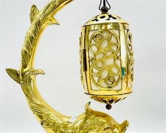 Fantastic Vintage Solid Brass figural Dolphin Fish Table Lamp
