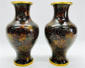 Pair Lovely Vintage Cloisonne Vases

