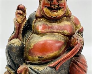 Vintage Hand Carved And Painted Buddha Figurine
