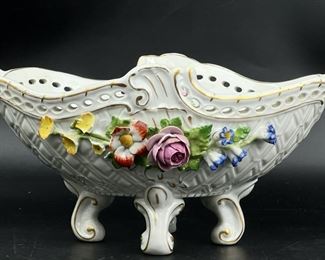 Fine Vintage Van Schierholz Floral Porcelain Reticulated Centerpiece
