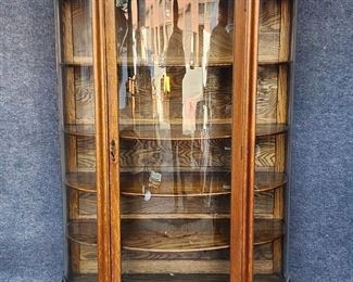 Larkin Co Antique Oak Curved Glass Curio Display Cabinet Buffalo, NY
