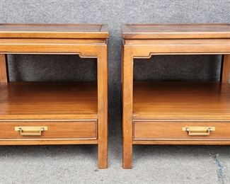 Pair 20th Century Hekman Asian Style Side Tables
