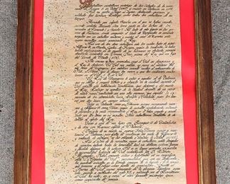 Large Pen & Ink EL CID on Vellum Framed with Red Seal and Signed
