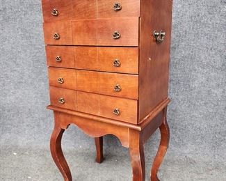 20th Century Silver Chest Queen Anne Style Hinged Top with Silverplate Flatware
