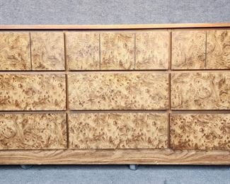 Fantastic Milo Baugman Style 1970's Mid Century Modern MCM Style Burlwood Dresser and side Table
