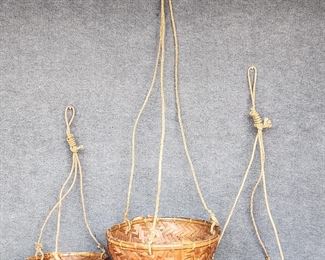 Hanging Rattan Basket Planters
