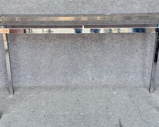 Mid Century Modern Chrome & Glass Console Table
