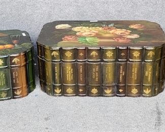 Fantastic HAnd painted Faux Leather & Wood Faux Book Storage Stacking Boxes
