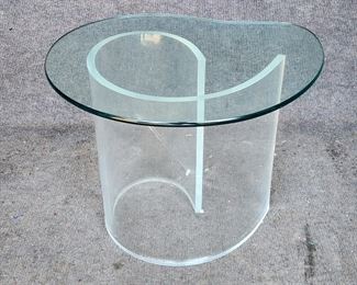 Vladimir Kagan Snail Table Mid Century Modern MCM Lucite & Glass Side Table

