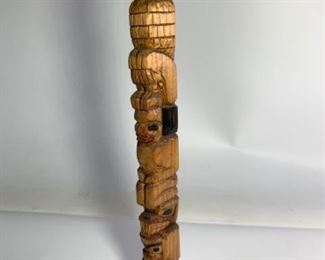 Vintage Sonny Wilson Hand Carved Native American Wood Eagle Totem Pole
