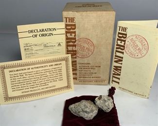 Authentic 1989 Pieces of The Berlin Wall - In Original Box With Certificate of Authenticity and Origin With Stamps
