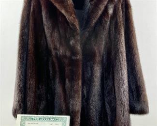 Fantastic Millers Furs and Apparel Natural Dark Ranch Mink 3/4 Coat Apprasial attached
