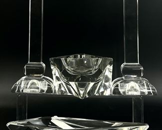 Villeroy & Boch Set Of Two Crystal Candlestick Holders and Crystal Ashtrays
