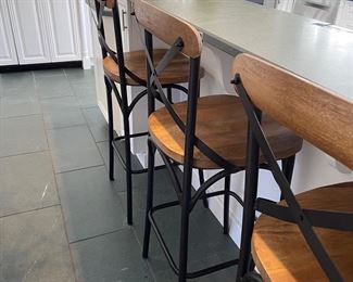 Bar stools, industrial, wood